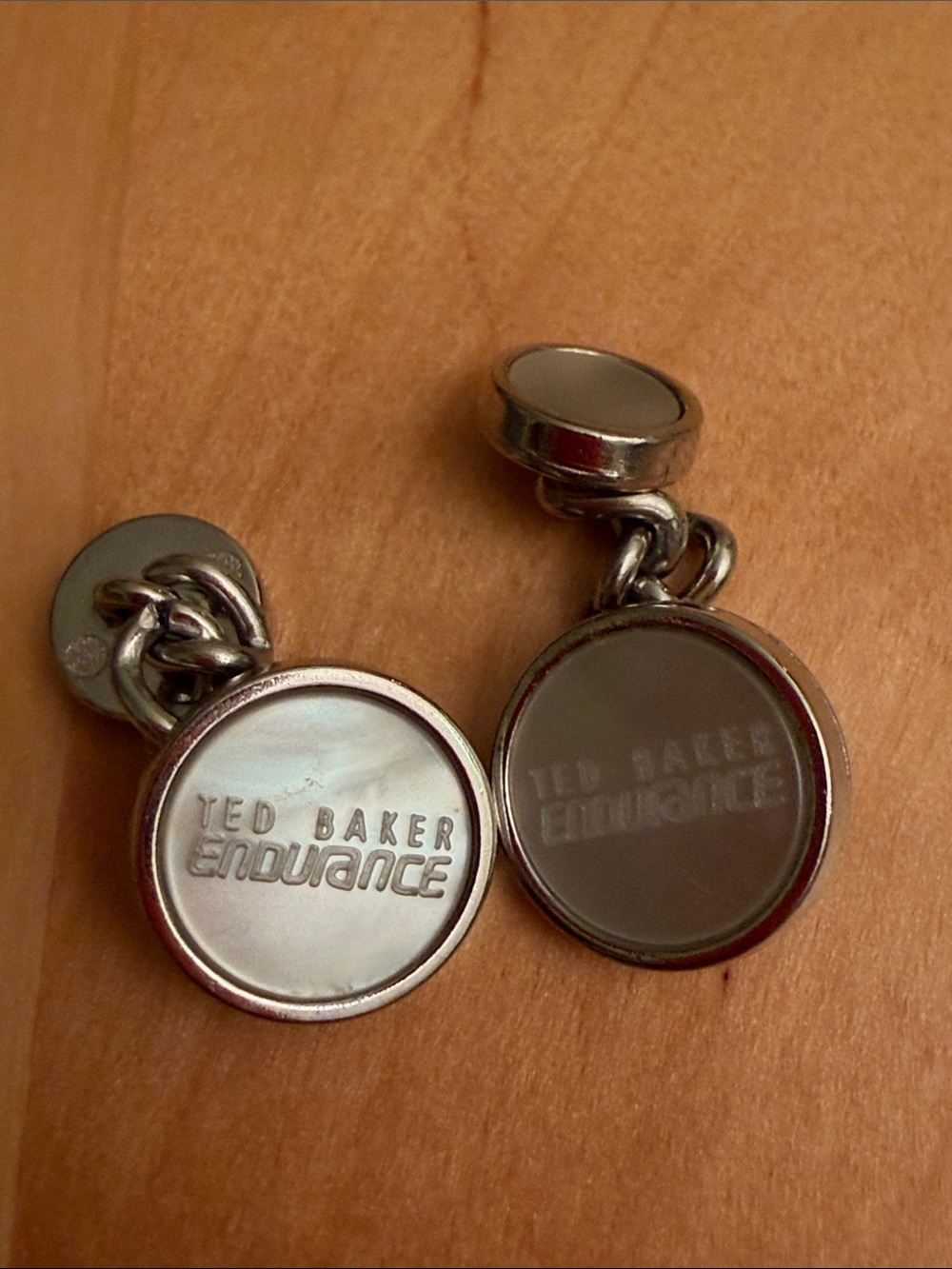 Ted Baker Silver and Mother-of-Pearl Round Cufflinks